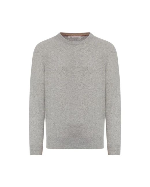 Brunello Cucinelli Gray Cashmere Knitwear for men