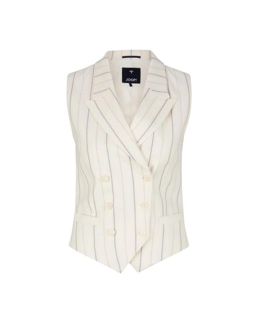 Joop! White Klassische Damenweste Mit Streifenmuster