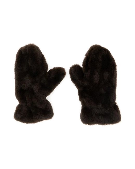 Apparis Accessoires ,Bruin ,Bruine Ecofur Dameshandschoenen Coco Stijl in het Black