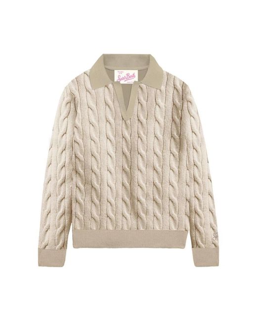 Mc2 Saint Barth Natural V-Neck Knitwear