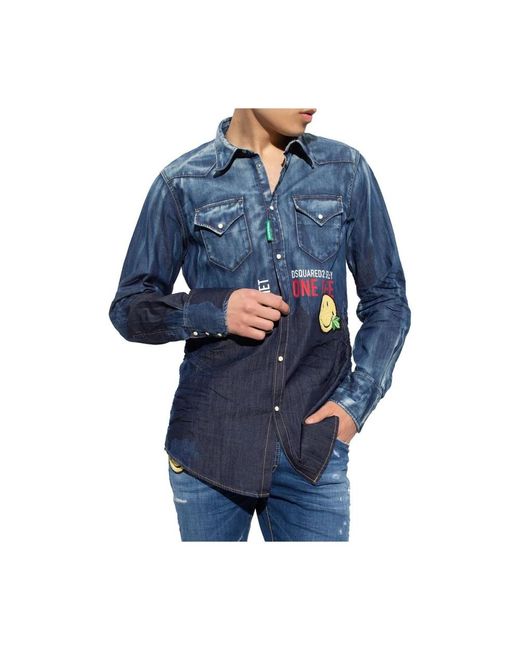 DSquared² Overhemden ,Blauw ,Denim Denim Overhemd in het Blue voor heren