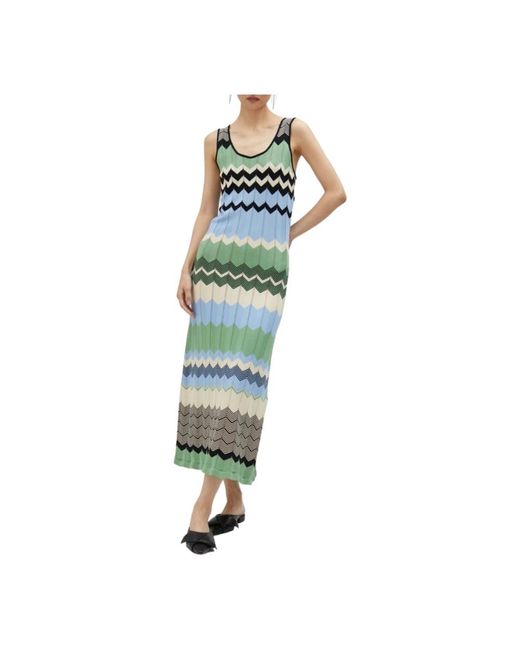 Lola Casademunt Green Zigzag Langes Kleid Breite Träger