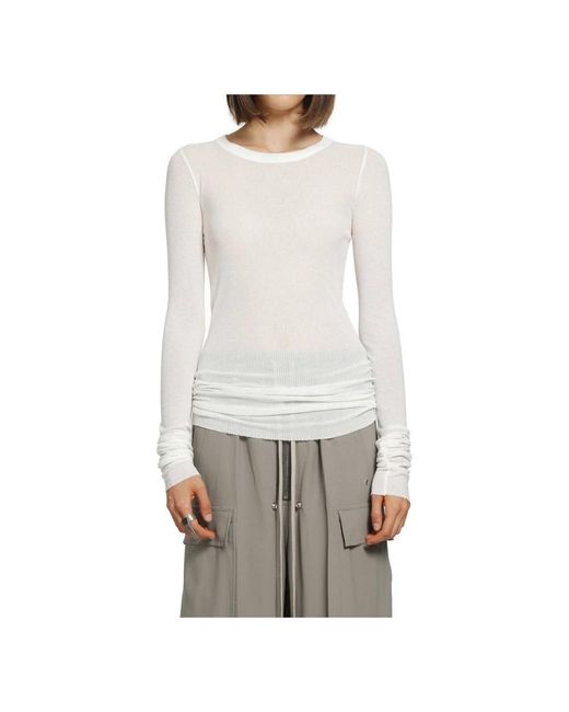 Rick Owens White Long Sleeve T-Shirts
