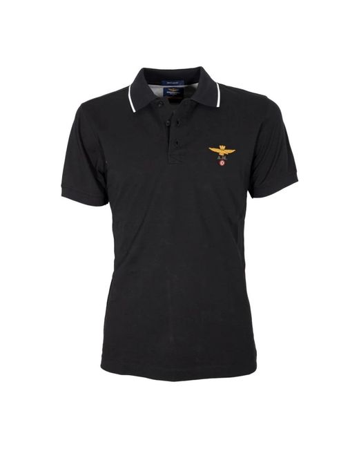 Aeronautica Militare Black Polo Shirts for men
