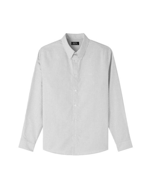 A.P.C. Gestreept Oxford Overhemd Grijs in het White voor heren