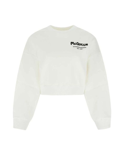 Alexander McQueen White Weißer baumwollmisch-sweatshirt
