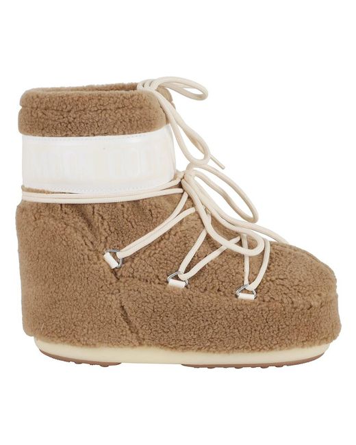 Moon Boot Schoenen ,Bruin ,Icon Low Fleece Teddy Boot in het Natural