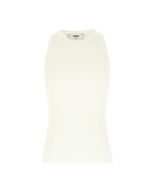 Fendi White Sleeveless Tops