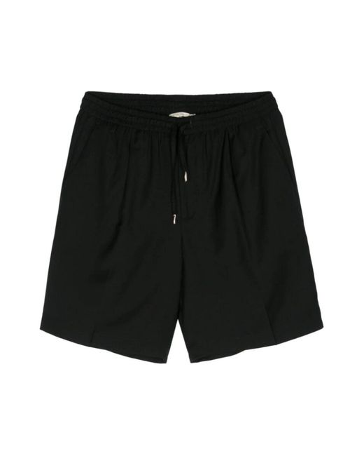 BRIGLIA Texturierte woll-shorts mit elastischem bund in Black für Herren