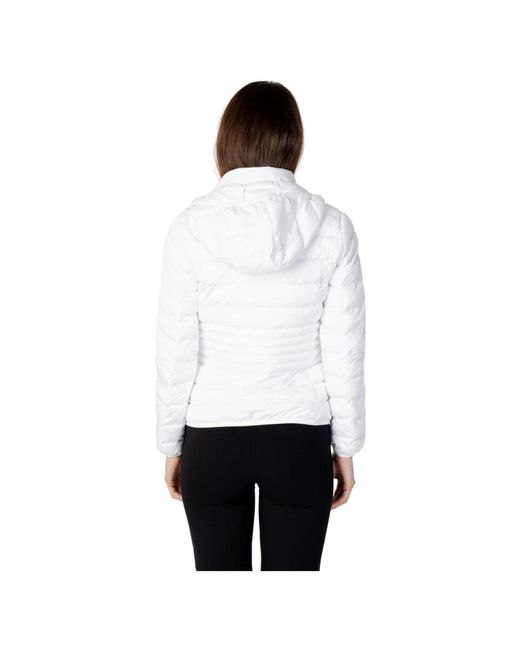 EA7 Jassen ,Wit ,Polyester Core Lady Gewatteerde Jas Met Capuchon in het White