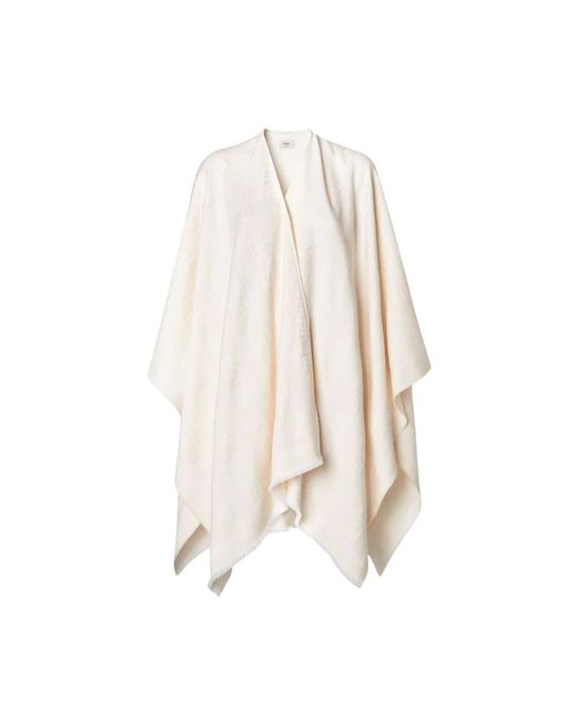 Fendi Wool Blend Cape in het White