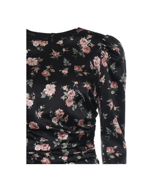 Dolce & Gabbana Black Stretch Silk Mini Dress With Iconic Print