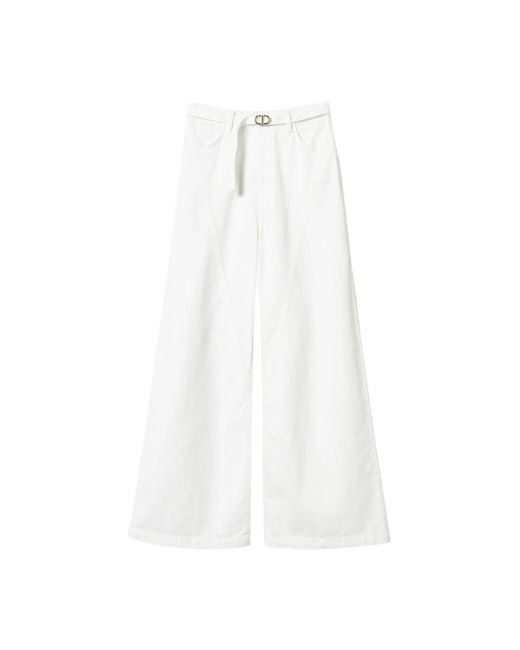 Wide Trousers Twinset de color White