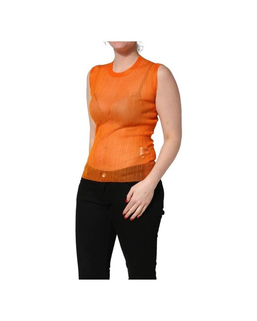 Dolce & Gabbana Orange Sleeveless Tops