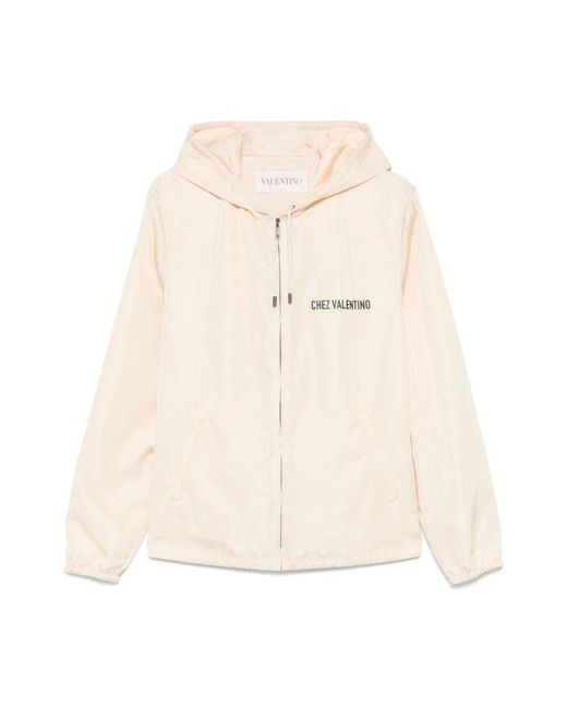 Valentino Weiße Kapuzenjacke Mit Reißverschluss in Natural für Herren