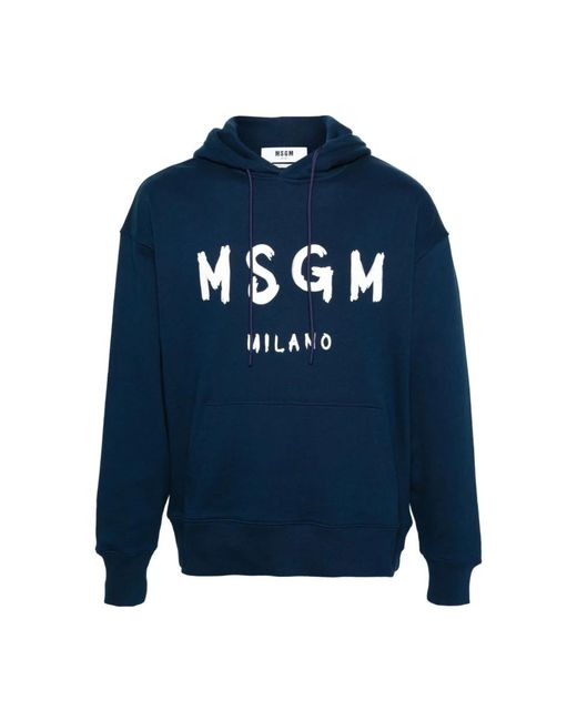MSGM Blaue sweatshirt mit logo-print in Blue für Herren