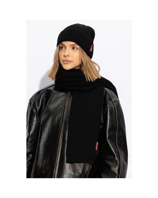 DSquared² Accessoires ,Zwart ,Wol Geribbelde Gebreide Set in het Black