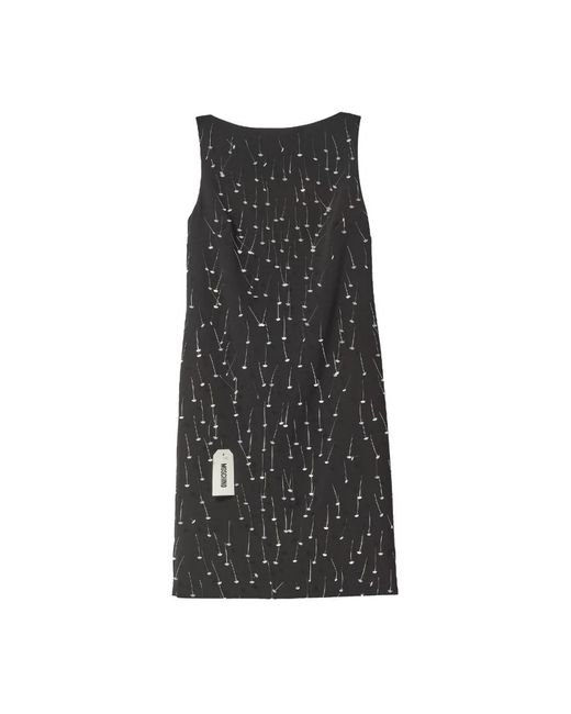 Moschino Kleedjes ,Zwart ,Katoen Mouwloze Jurk Met Spelden in het Black