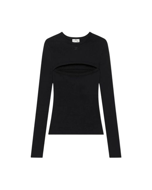 Courreges Black Long Sleeve T-Shirts