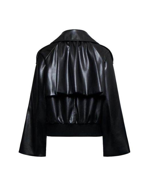Silvian Heach Jassen ,Zwart ,Leren Jas Met Klassieke Kraag in het Black