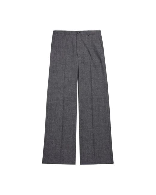 Plaid wide-leg trousers Balenciaga de color Gray