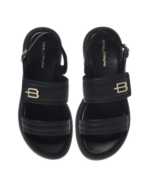 Baldinini Black Flat Sandals