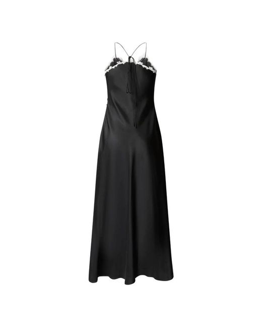 Pinko Black Slit And Lace Inserts Long Dress