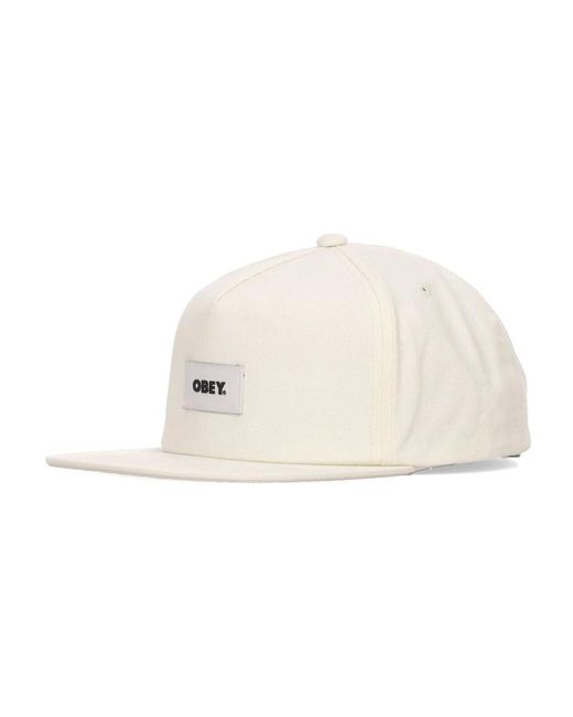 Obey Accessoires ,Katoen Platte Klep Strapback Cap Ongebleekt Katoen in het Natural voor heren