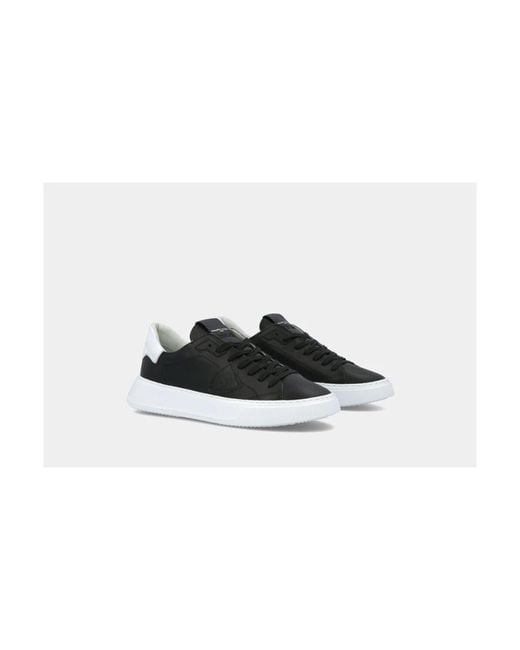 Philippe Model Schoenen ,Zwart ,Leer Temple Sneakers in het Black voor heren