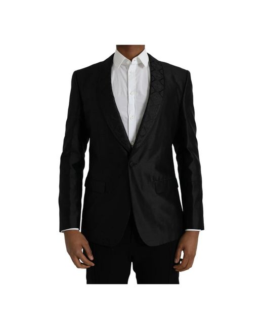 Dolce & Gabbana Seidenmischung ein-knopf-blazer in Black für Herren