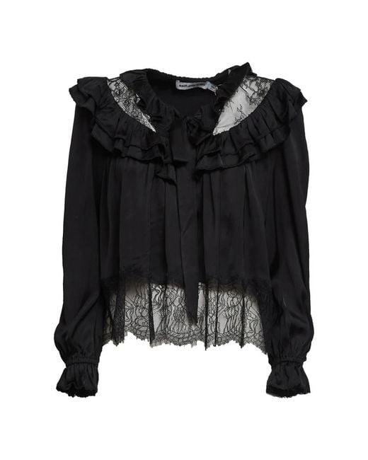 Self-Portrait Black Lace Trim Casual Blouse