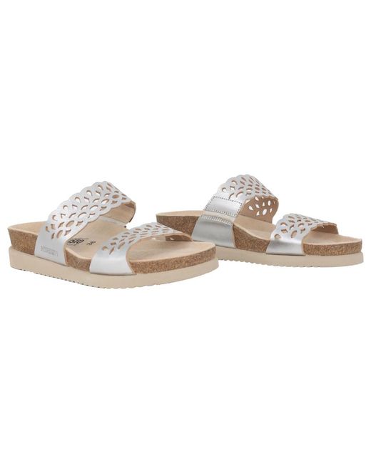 Mephisto Schoenen ,Grijs ,Leer Geperforeerde Leren Sandaal Met Open Teen in het White