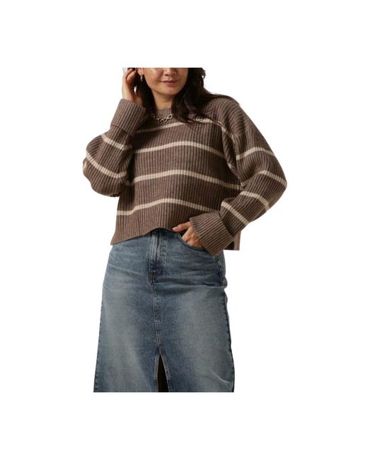 co'couture Brown Gestreifter Strickpullover