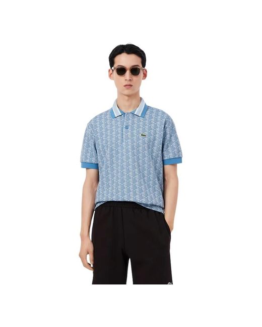 Lacoste Tops ,Blauw ,Denim Jaquard Monogram Shirt in het Blue voor heren