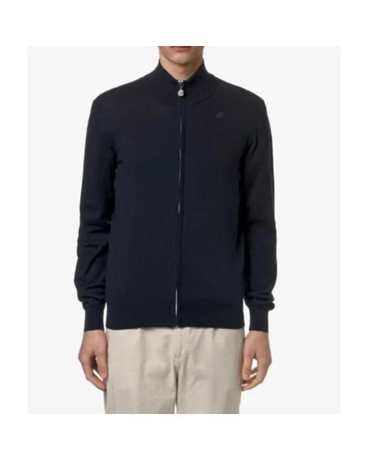 K-Way Truien & Vesten ,Blauw ,Katoen Blauw Shirt Met Lange Mouwen En Rits in het Blue voor heren