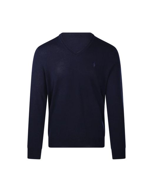 Ralph Lauren Blue V-Neck Knitwear for men