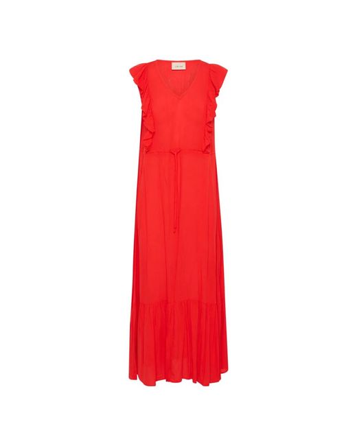 Maxi Dresses Cream de color Red