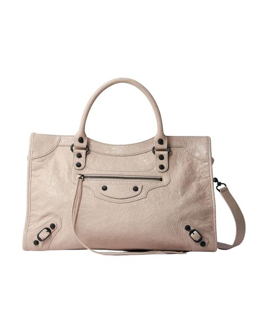 Balenciaga Gekreukelde Leren Handtas Met Studs in het Pink