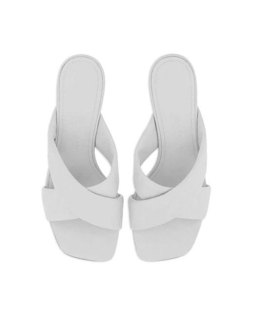 Ferragamo White Heeled Mules