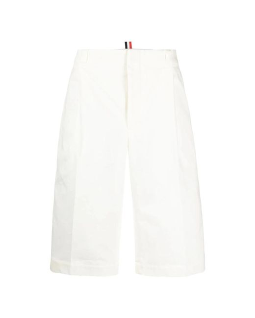 Bianchi pantaloncini in cotone tessuto serge di Thom Browne in White da Uomo