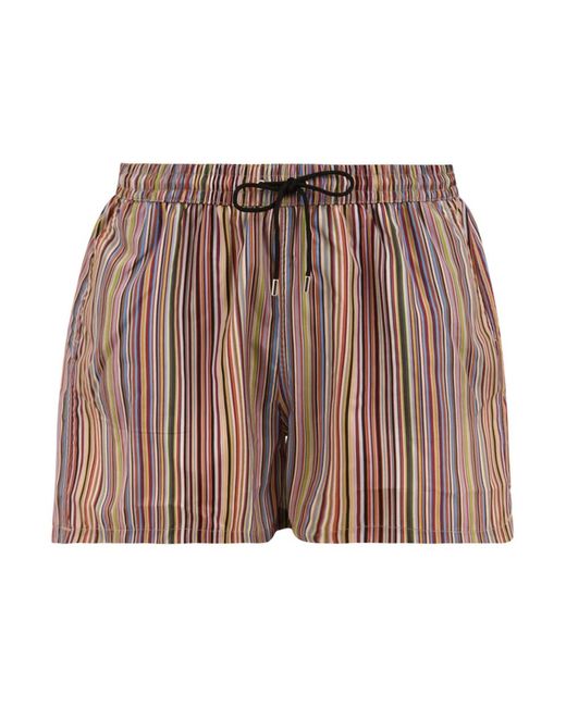 Paul Smith Badmode ,Veelkleurig ,Linnen Multikleur Signature Stripe Zwembroek in het Brown voor heren