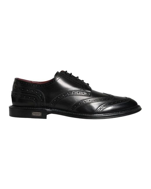 Dolce & Gabbana Schwarze leder wingtip formelle schuhe in Black für Herren