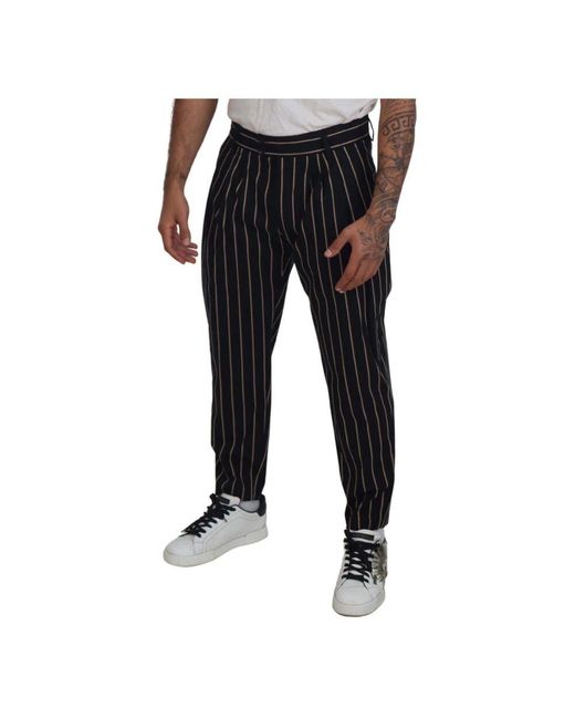 Slim-Fit Trousers di Dolce & Gabbana in Black da Uomo
