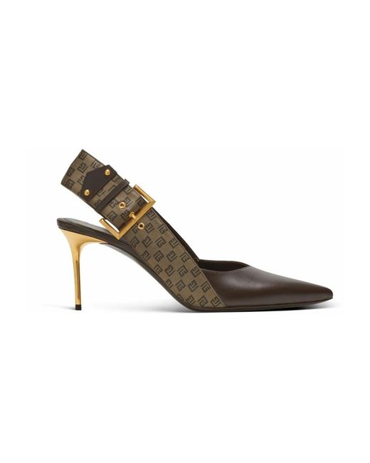Balmain Metallic Monogram Ruby Slingback