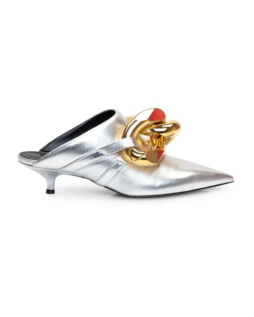 J.W. Anderson Chain Kitten Mule Heels in het Metallic