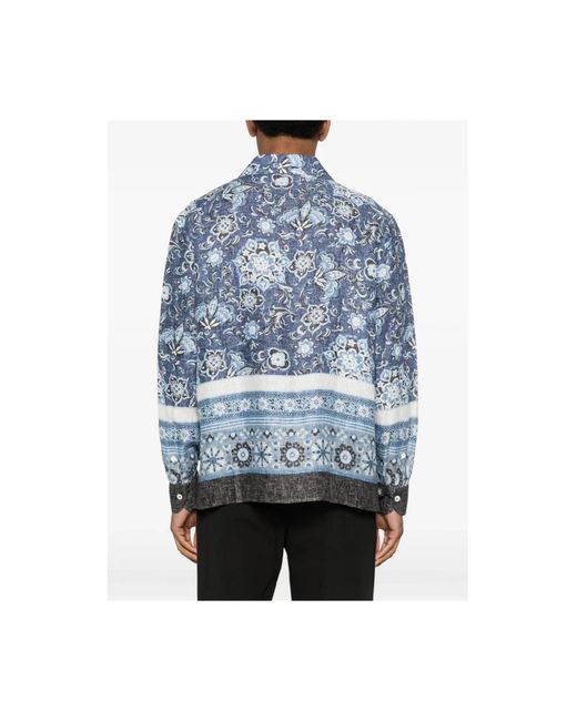 Isaia Blue Casual Shirts for men
