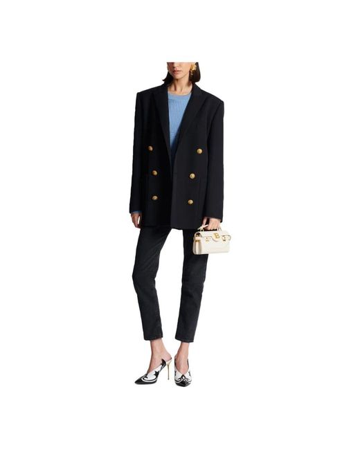 Balmain Blue Blazer mit sechs knöpfen aus wolle