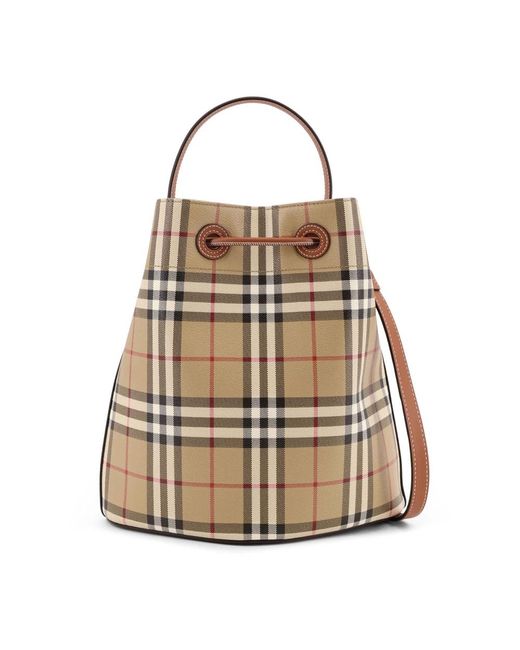Burberry Brown Mini Check Bucket Bag