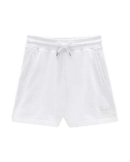 Woolrich White Light Shorts In Pure Cotton