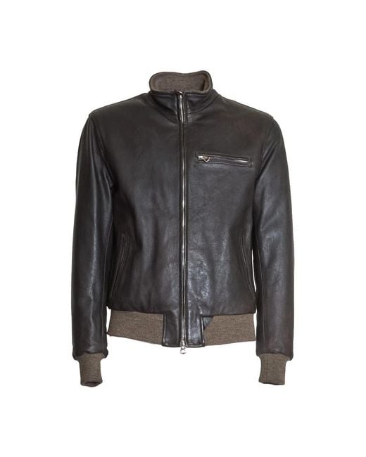 Stewart Black Leather Jackets for men